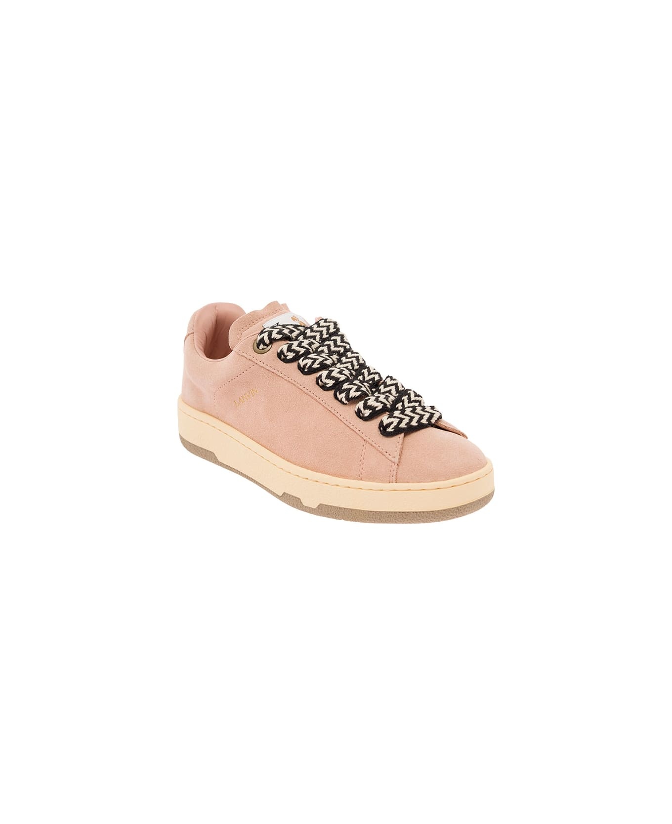 'lite Curb' Pink Low Top Sneakers With Oversized Multicolor Laces In Suede Woman - 2