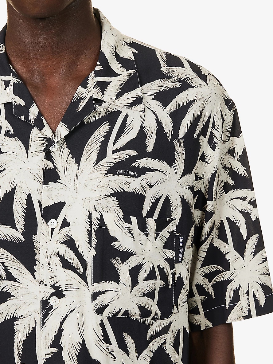 Palms Allover brand-print relaxed-fit woven shirt - 5