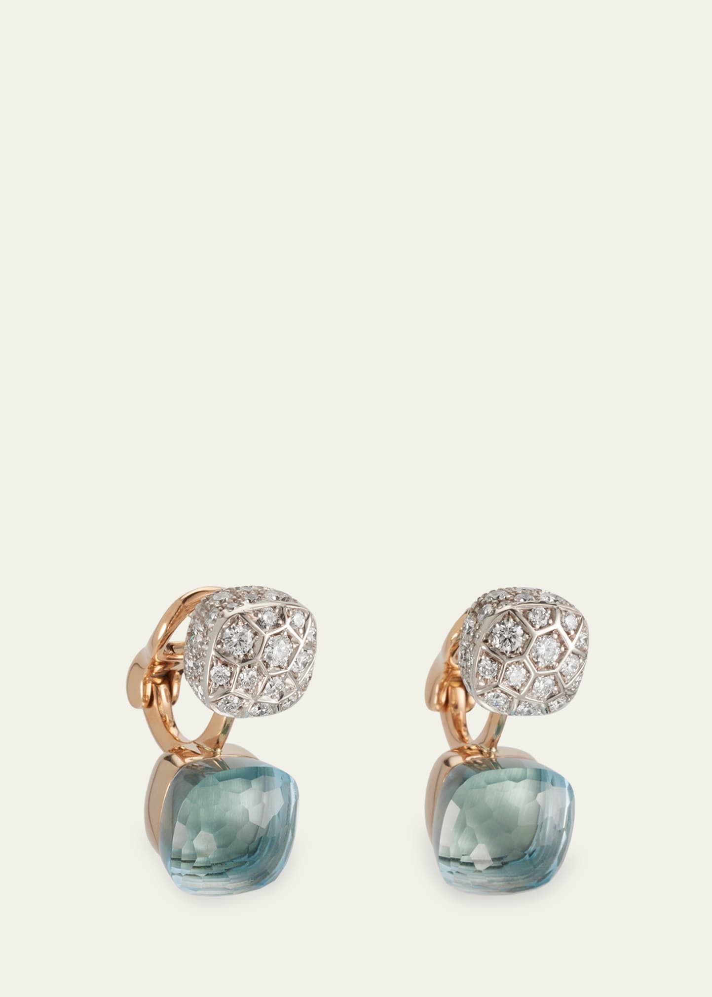 Nudo 18K Rose Gold Blue Topaz and Diamond Double Drop Earrings - 3