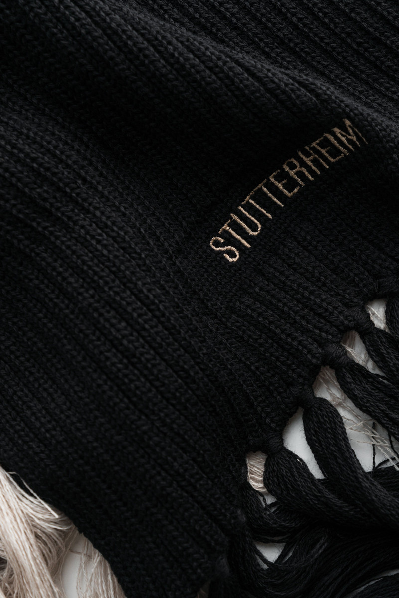Stutterheim Fringe Scarf Black outlook
