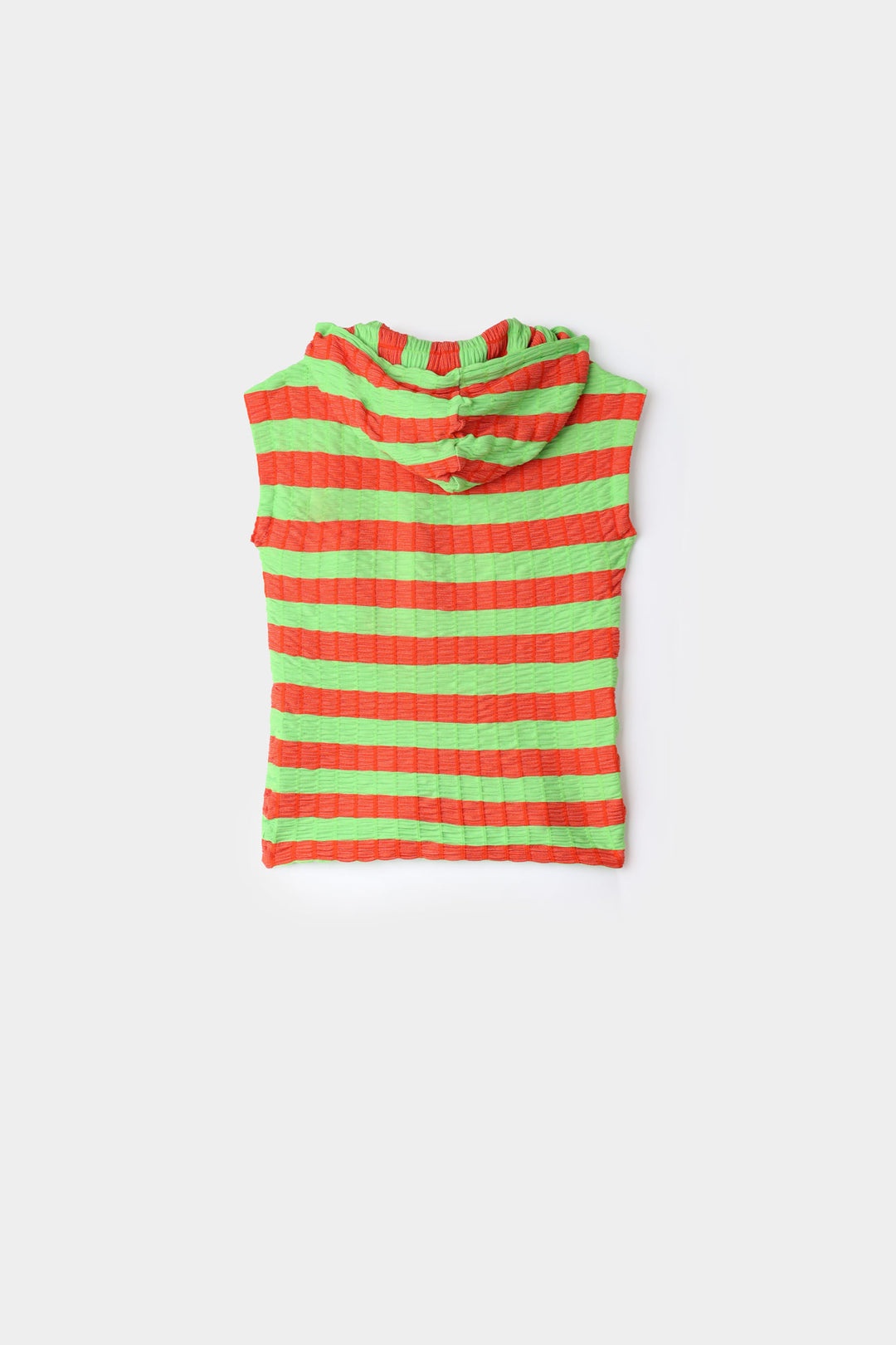 TANK HOODIE / orange & green stripes - 3