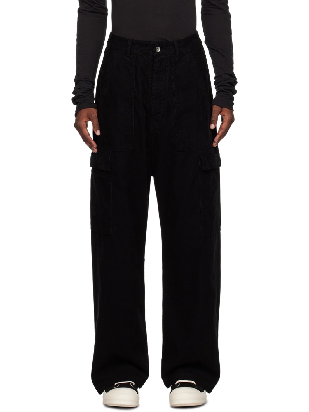 Black Wide-Leg Cargo Pants - 1