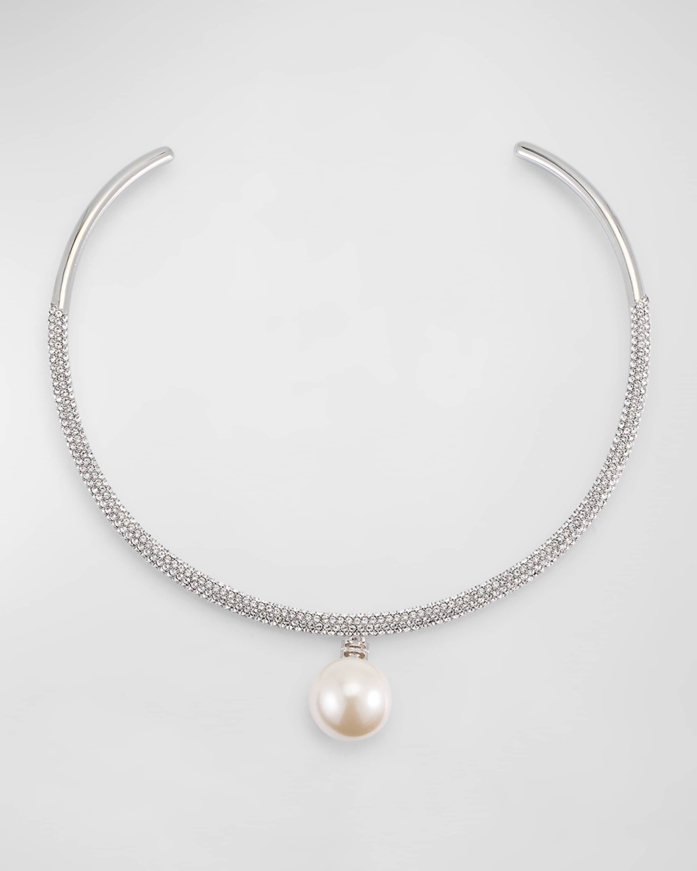 Faux Pearl Crystal Torque Necklace - 1