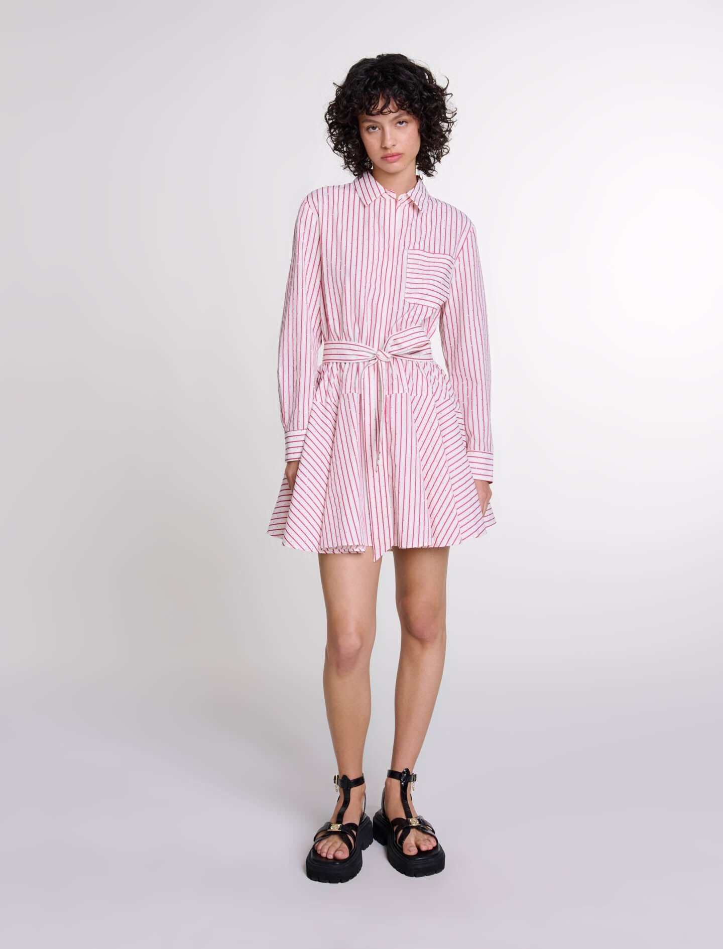 Striped rhinestone short dress - 2