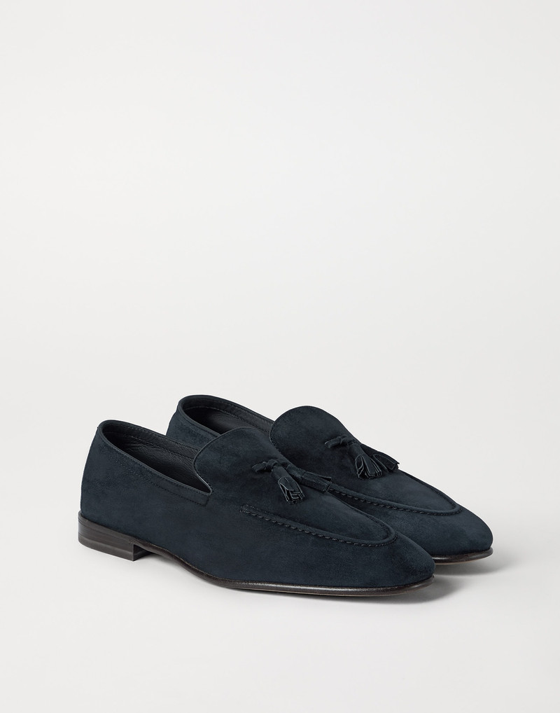 Suede soft loafers with tassels 2