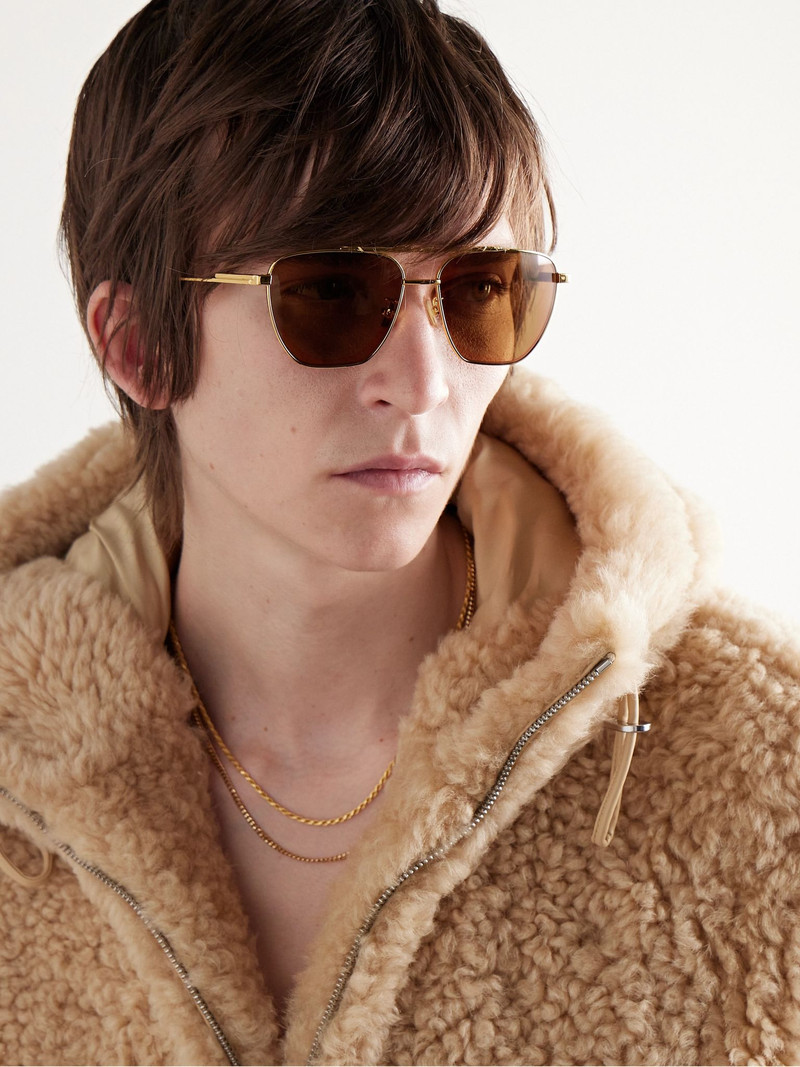 Bottega Veneta Aviator-Style Gold-Tone Sunglasses Gold outlook