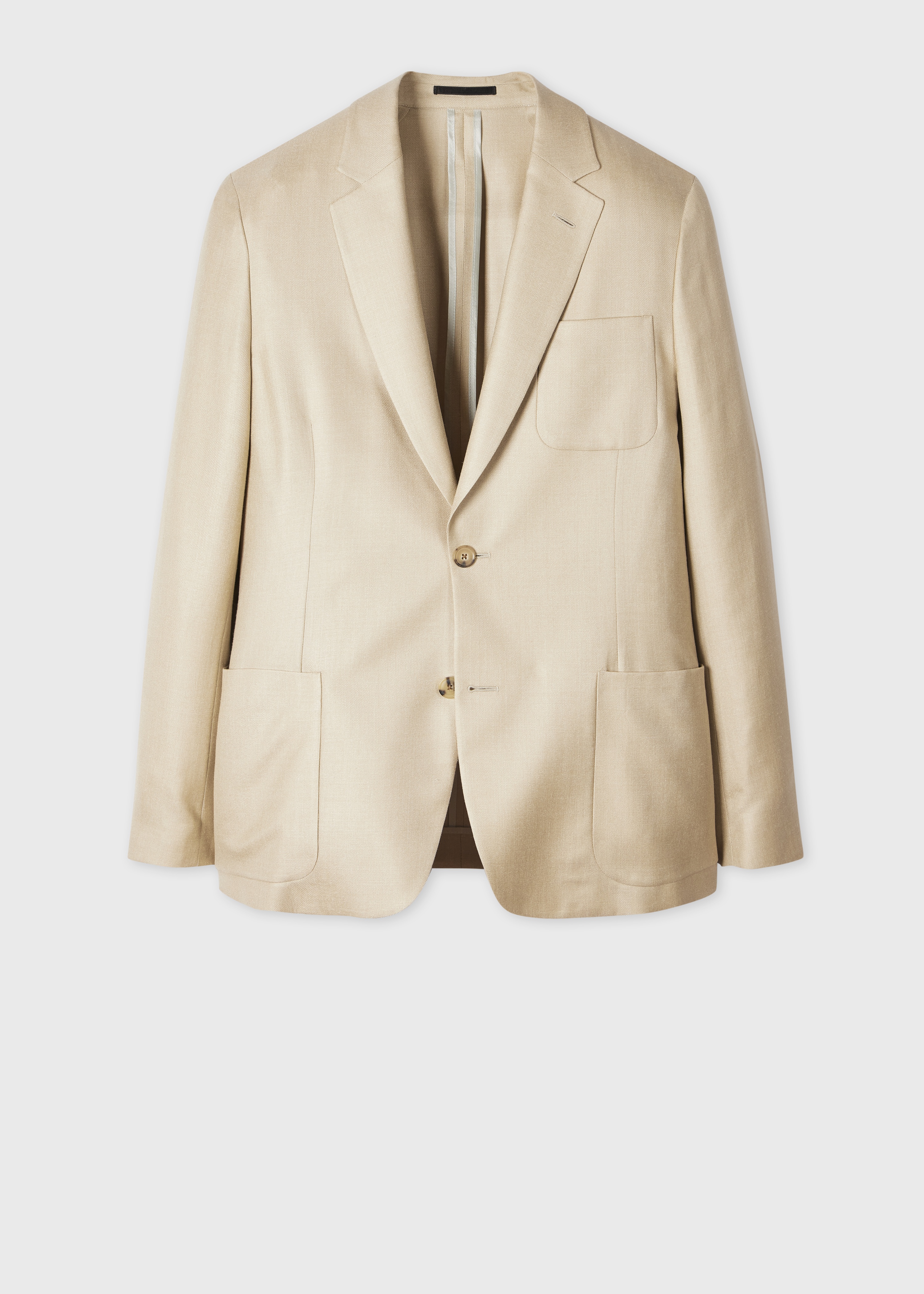 Light Camel Wool-Silk Unlined Blazer - 1