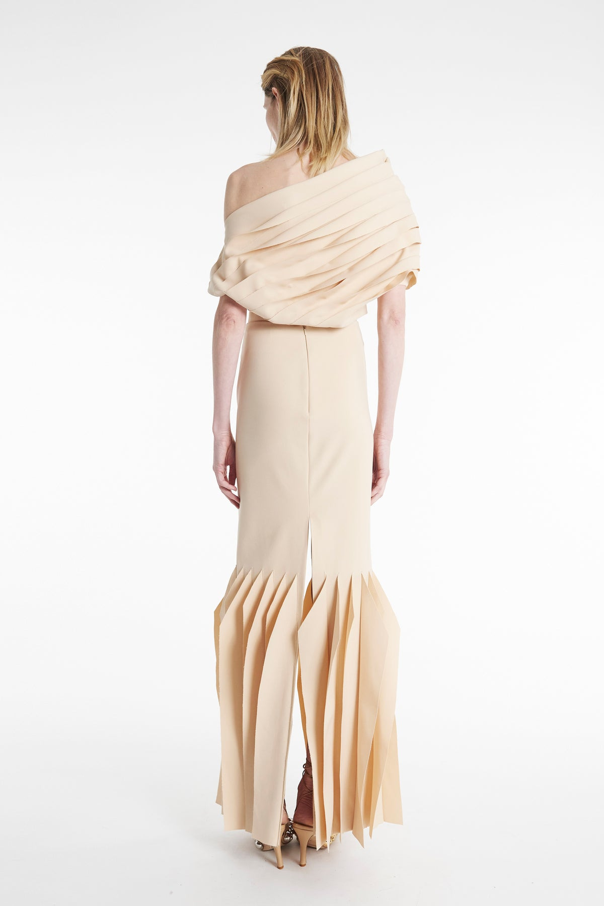 LONG LENGTH SKIRT WITH PANELS NUDE - 2