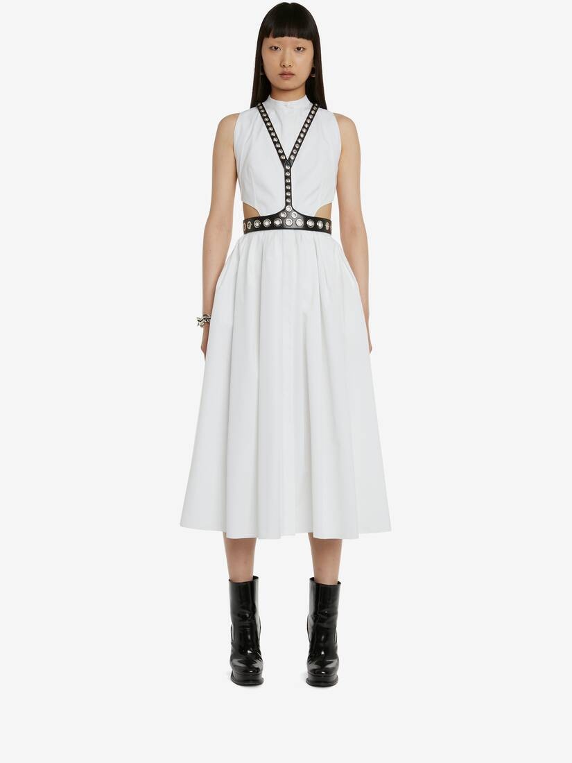 Women's Slashed Sleeveless Dress in Optical White - 2