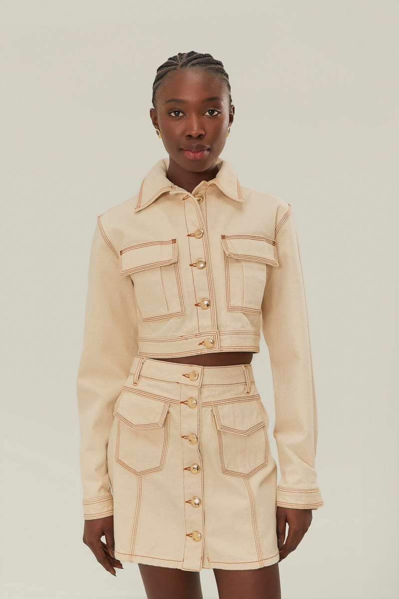 Off-White Gabardine Cropped Jacket 1