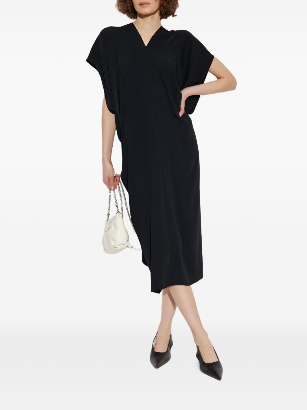 draped short-sleeve dress - 2