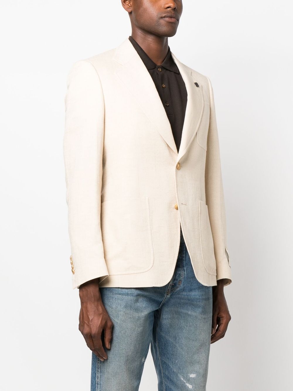 single-breasted cotton-blend blazer - 3