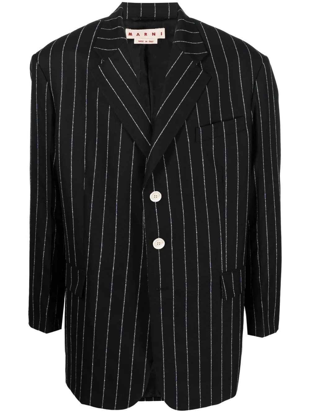 striped single-breasted wool blazer - 1