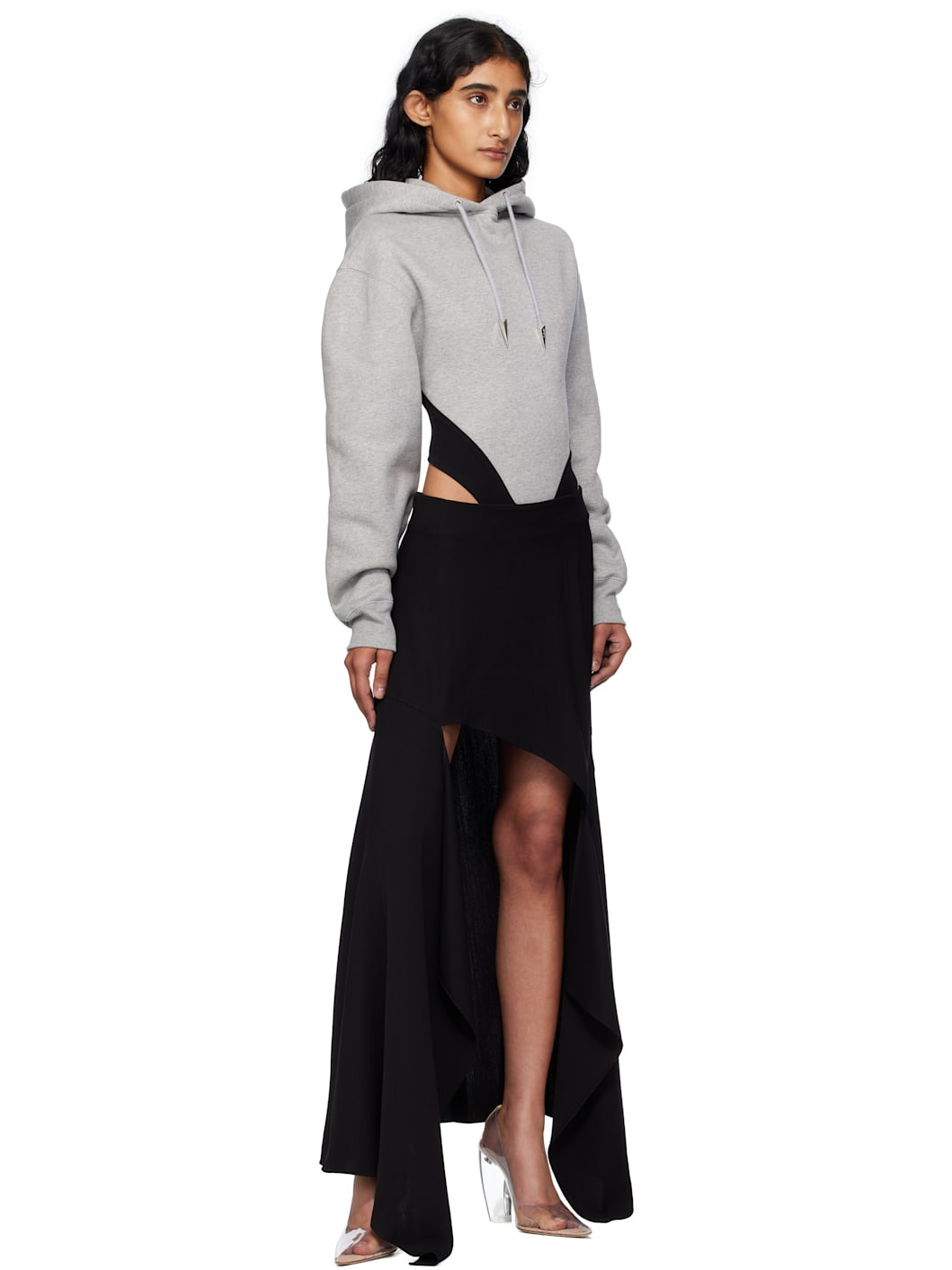 Gray & Black Fleece Hood Bodysuit - 5