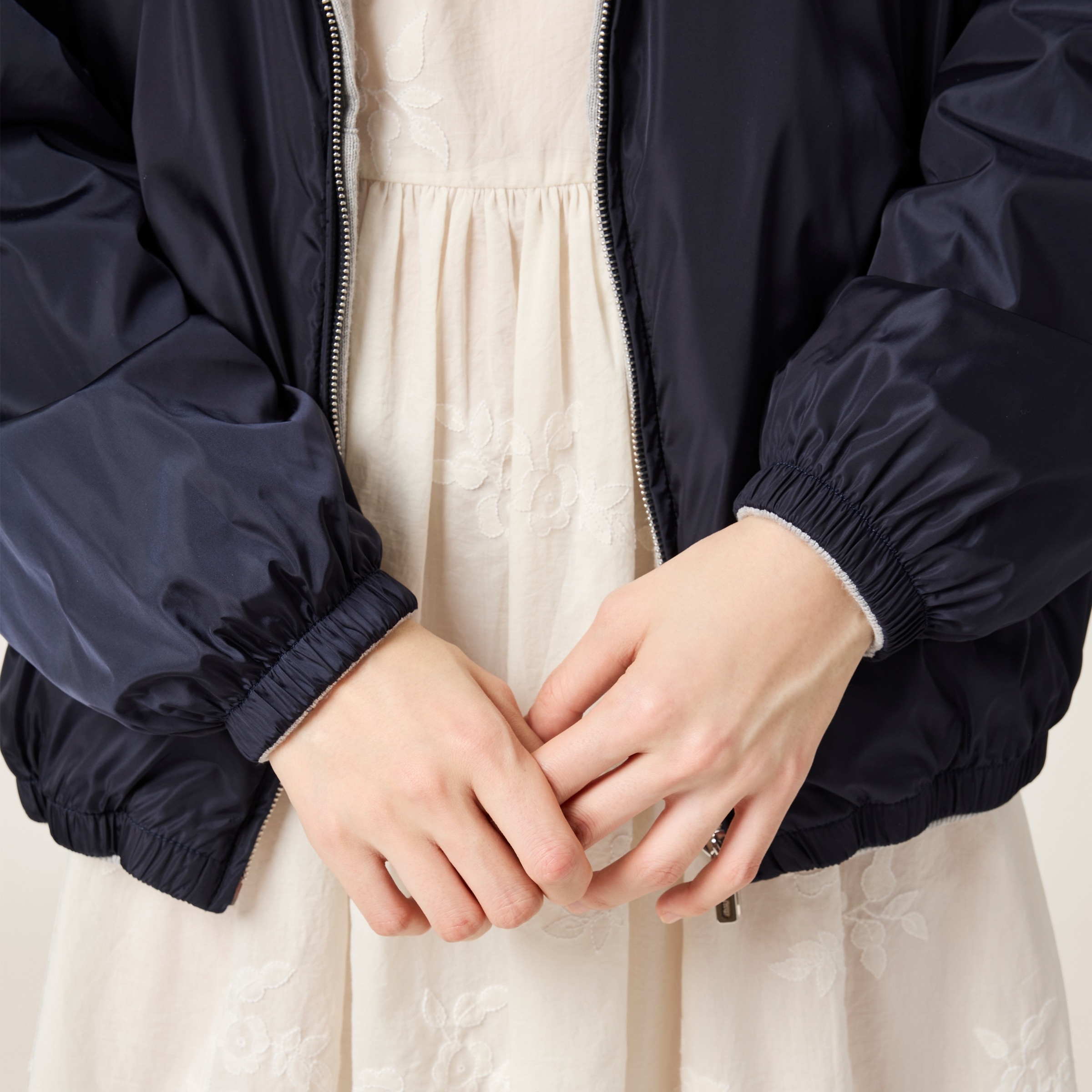 Jersey and technical pongé blouson jacket - 5
