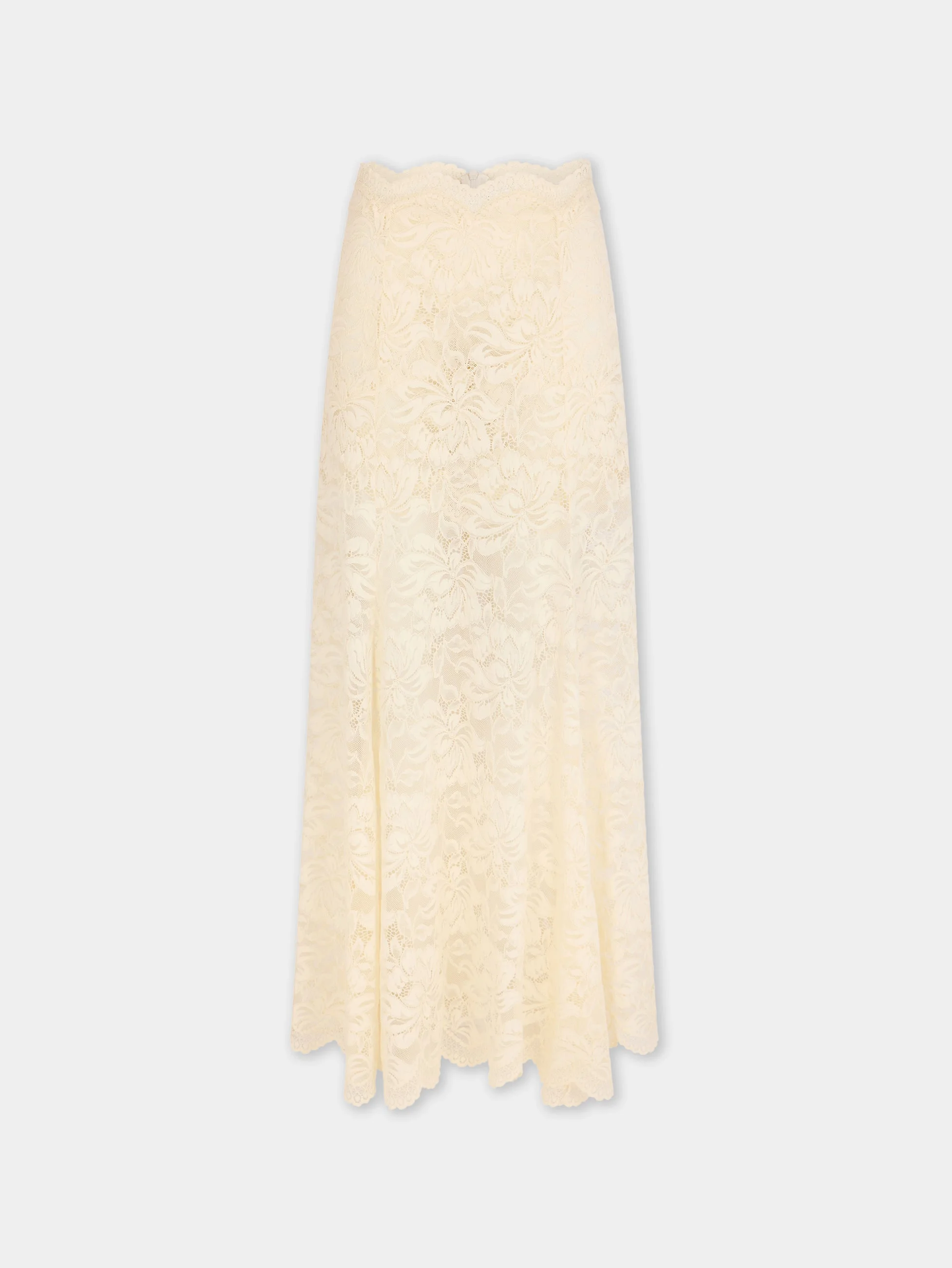LONG FLARED LACE SKIRT - 1