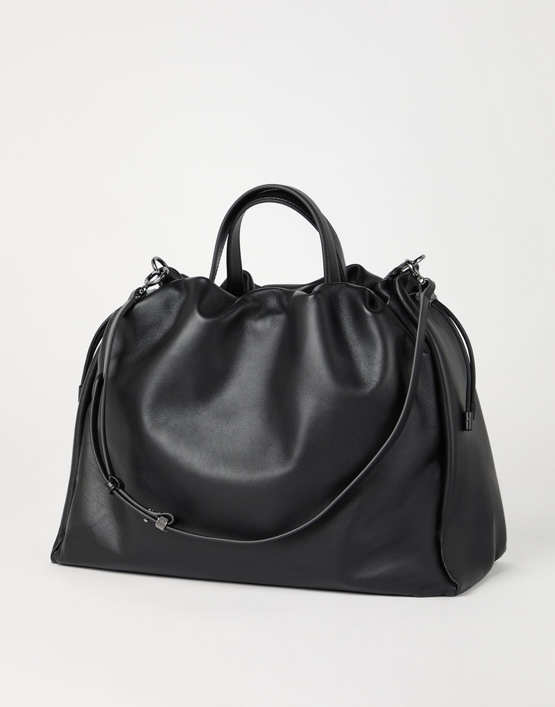 Brunello Cucinelli Mellow large shopper bag in soft leather with monili outlook