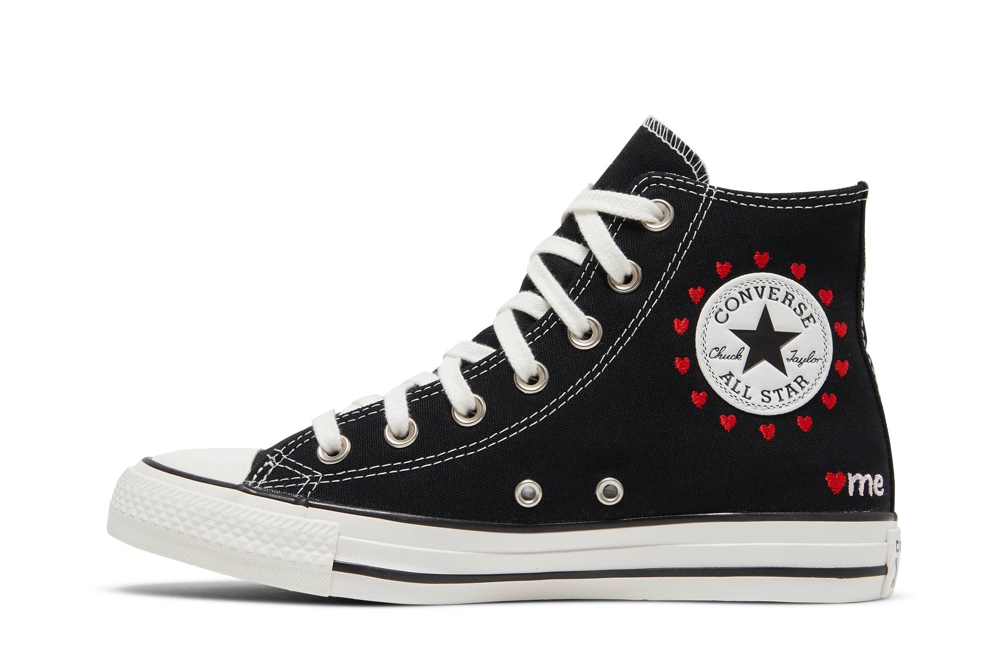 Wmns Chuck Taylor All Star High 'Embroidered Hearts - Black' - 3