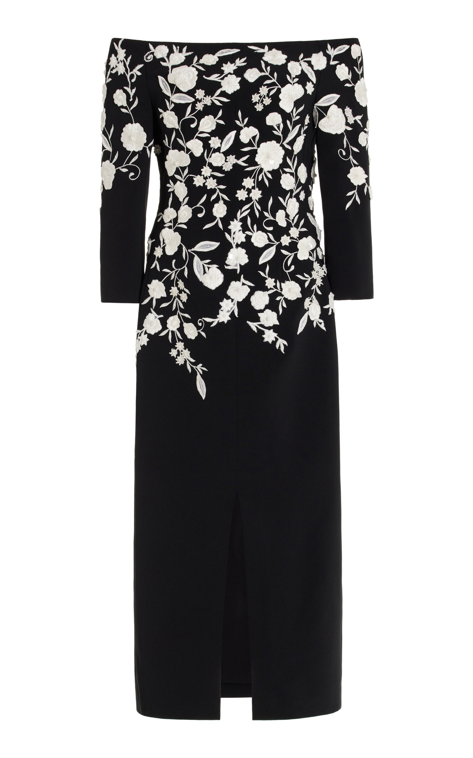 Embroidered Off-The-Shoulder Cady Dress black - 1