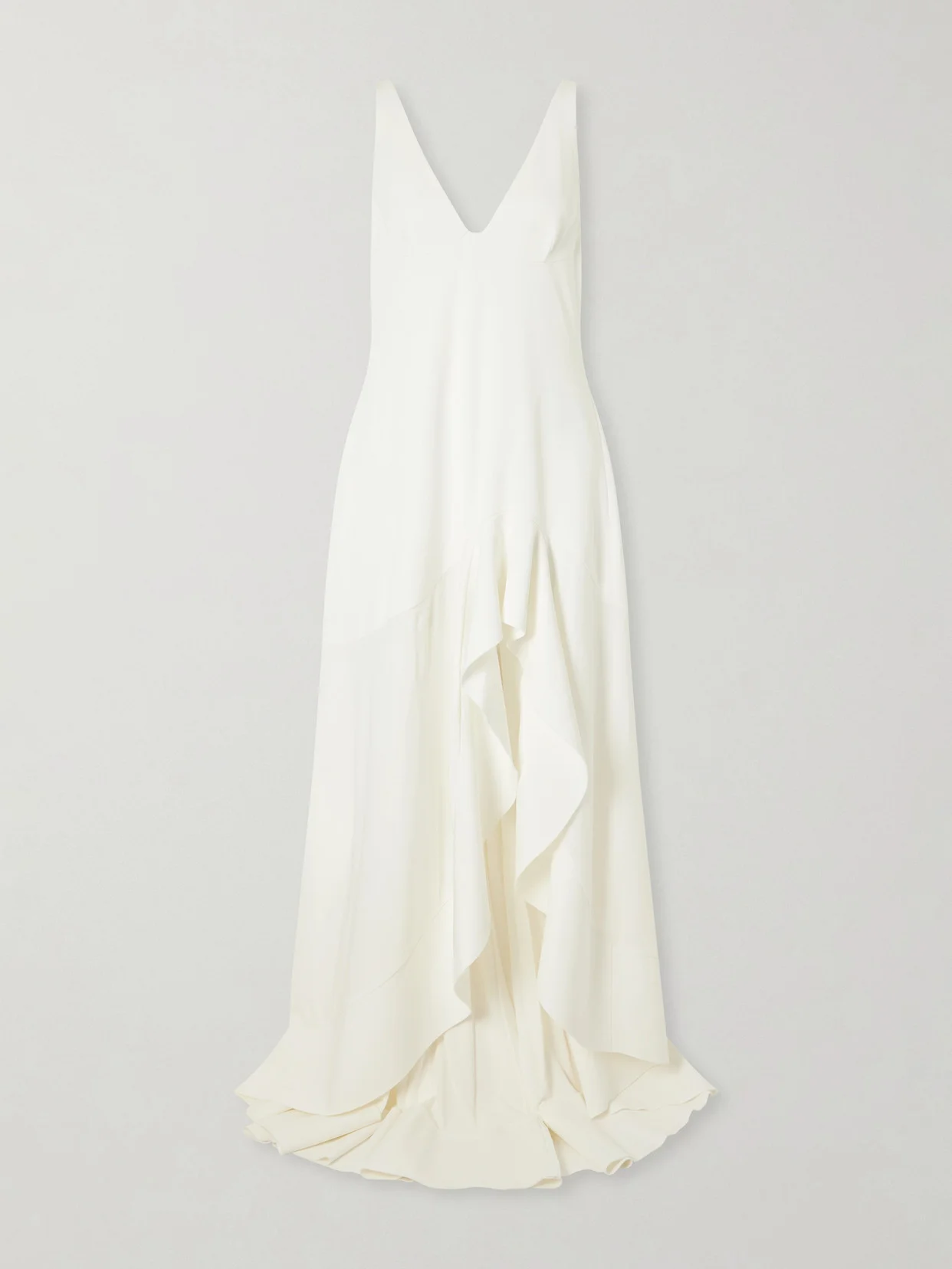 Asymmetric Ruffled Crepe Dress - 1