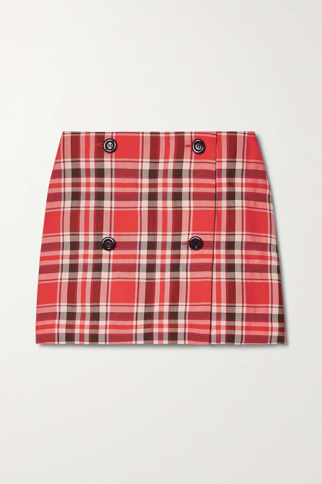 Checked cotton-blend twill mini skirt - 1