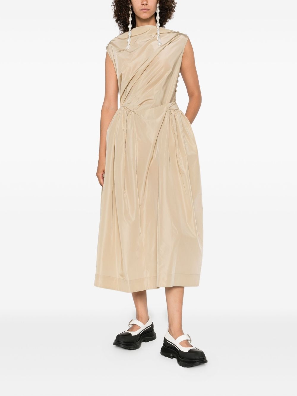 draped-detail midi dress - 2