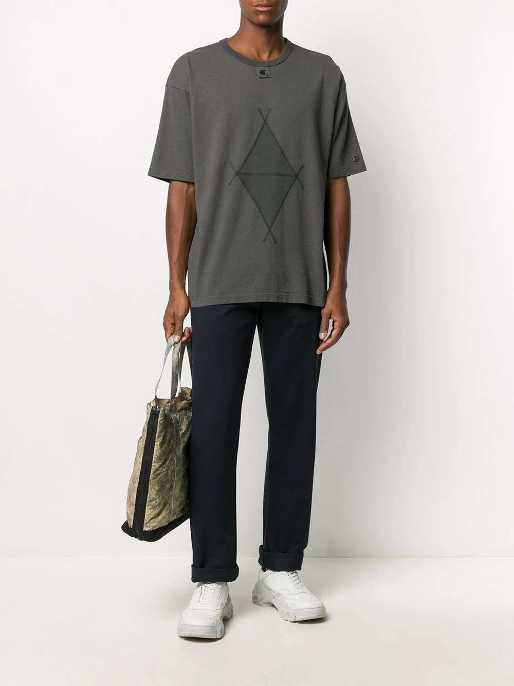 geometric-print crew neck T-Shirt  - 2