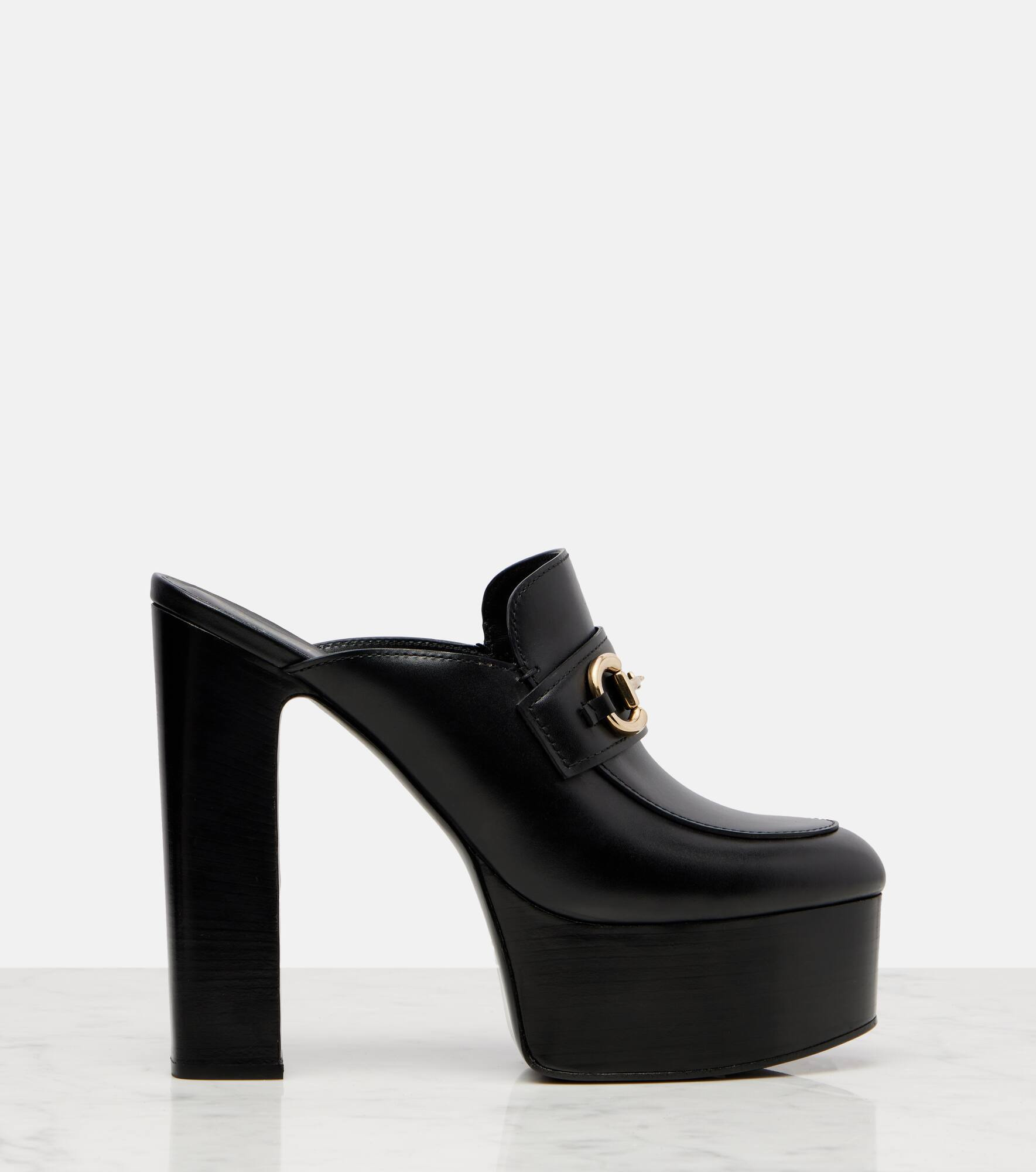 Horsebit leather platform mules - 4