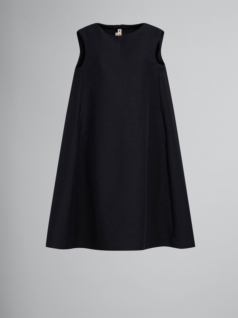 BLACK COTTON CADY COCOON DRESS - 1