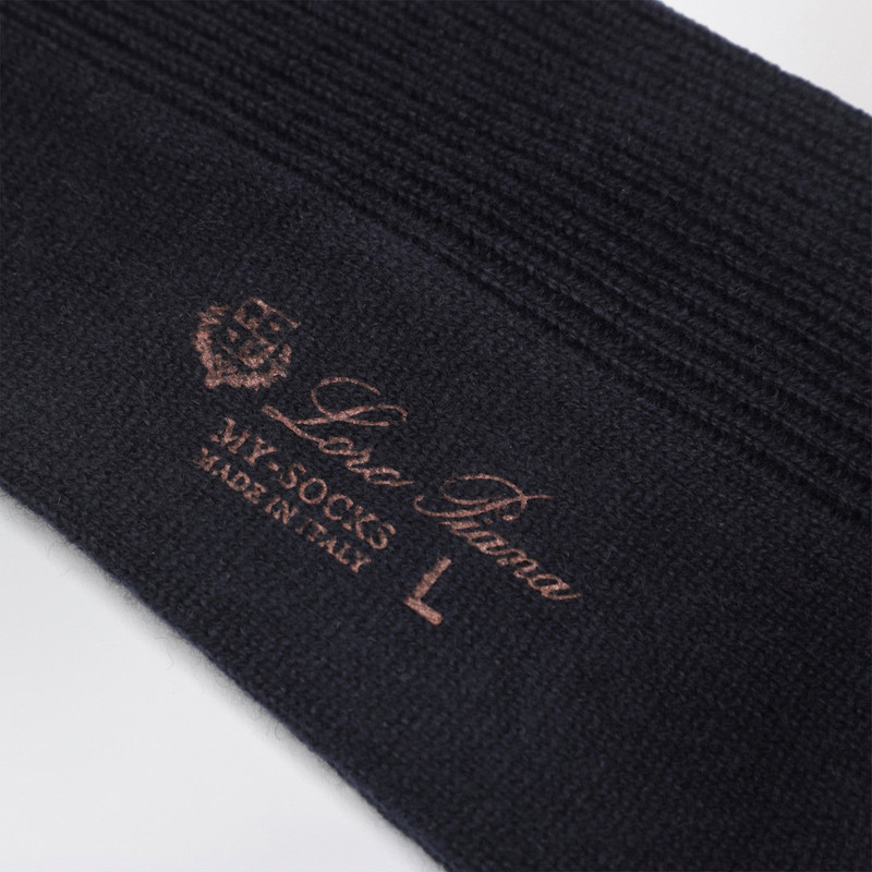 Loro Piana Navy blue socks in baby cashmere outlook
