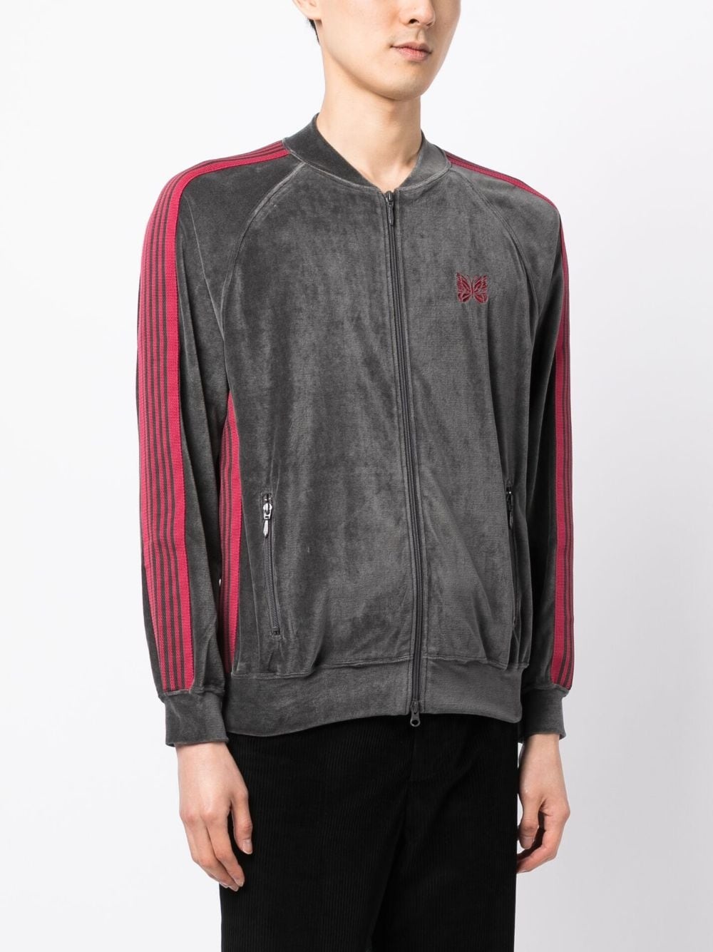 embroidered-logo zip-up sweatshirt - 3