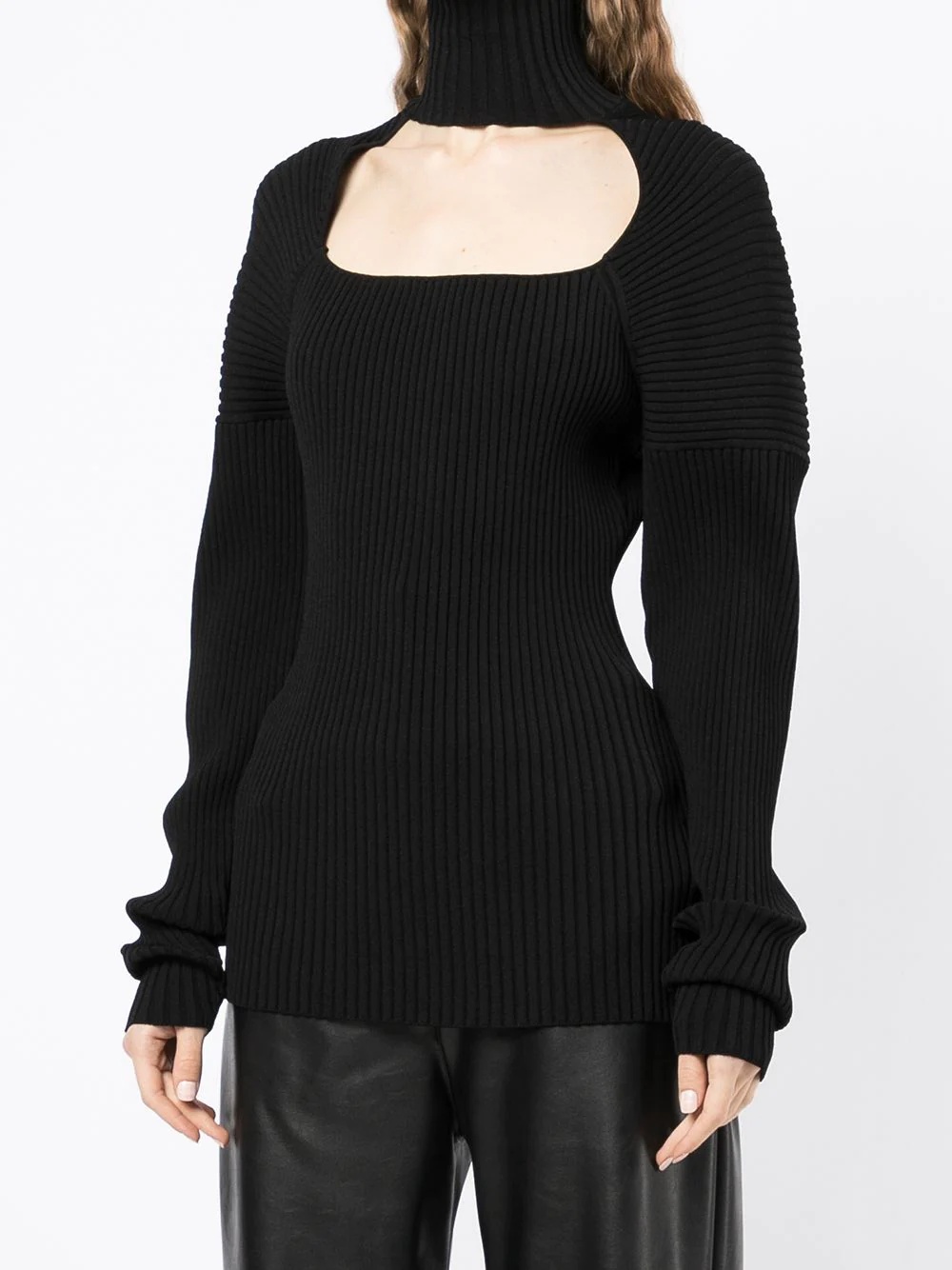 ribbed-knit cut-out jumper - 3