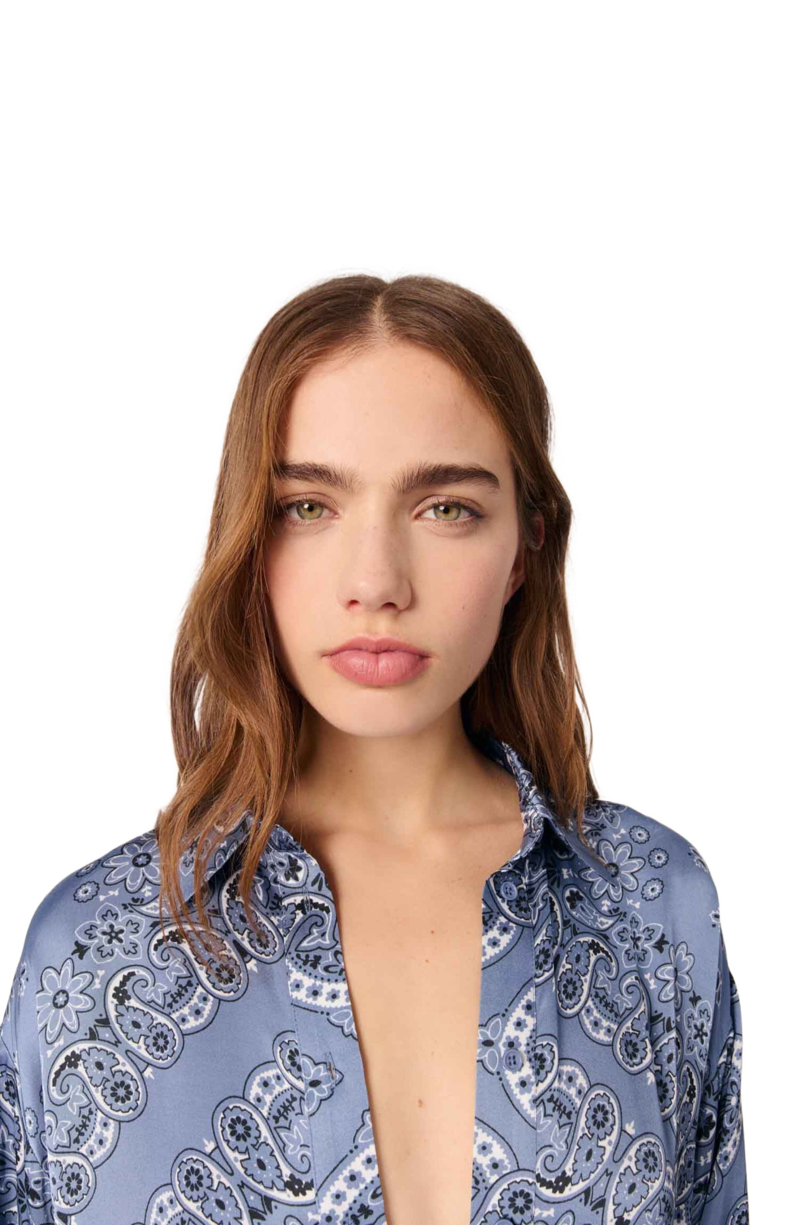 maje Flowing printed shirt in Blue Bandana Print at Nordstrom - 5