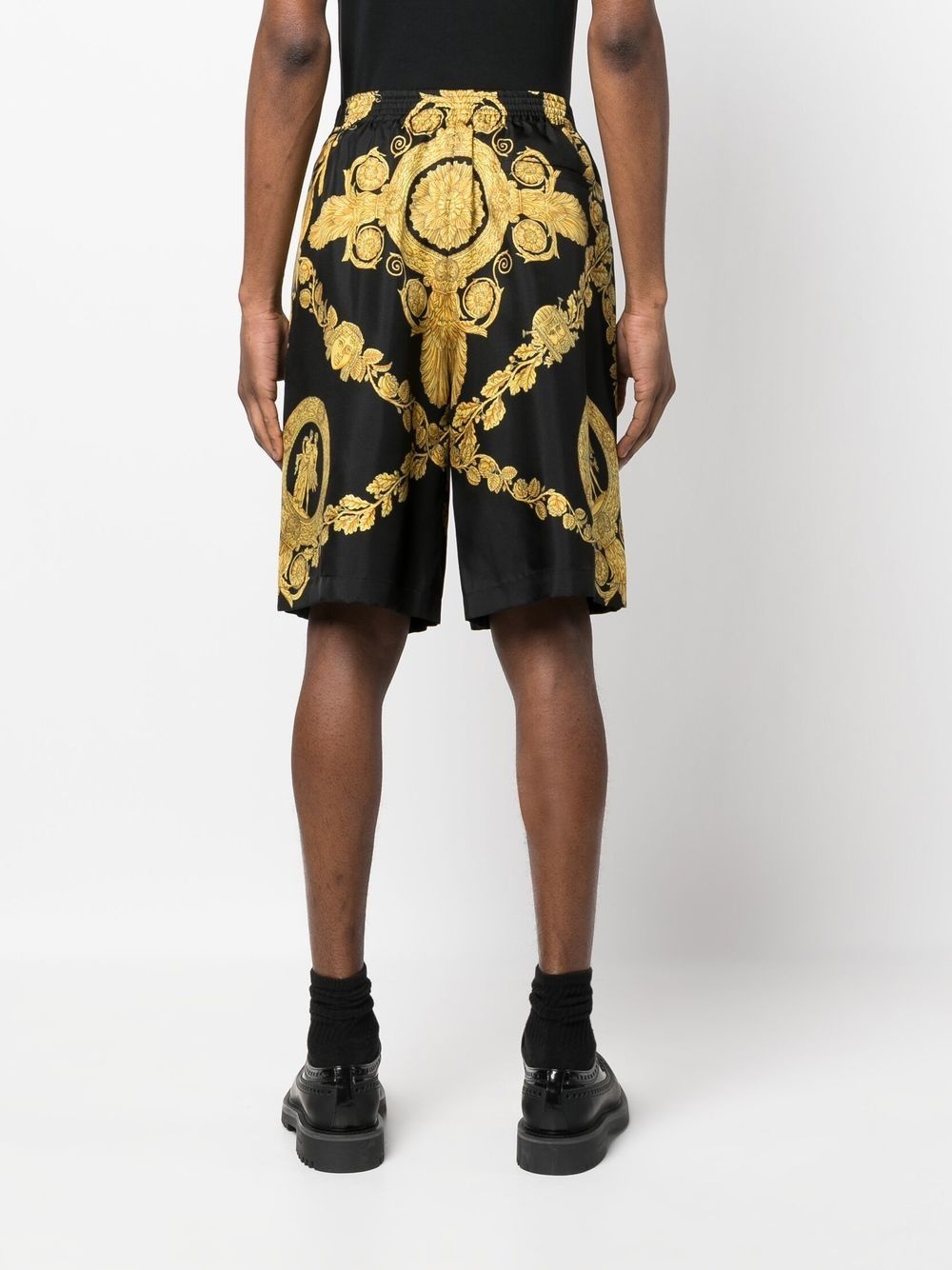 Barocco-print silk shorts - 4