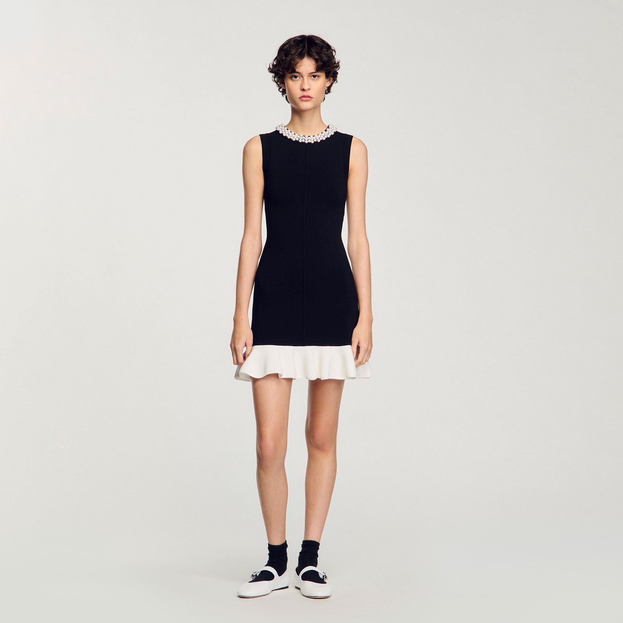 MINI KNIT DRESS WITH BEADED NECK - 2