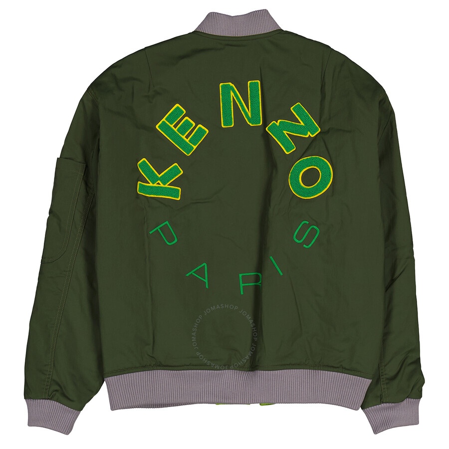 Kenzo Men's Dark Khaki Varsity Logo-Patch Bomber Jacket - 2