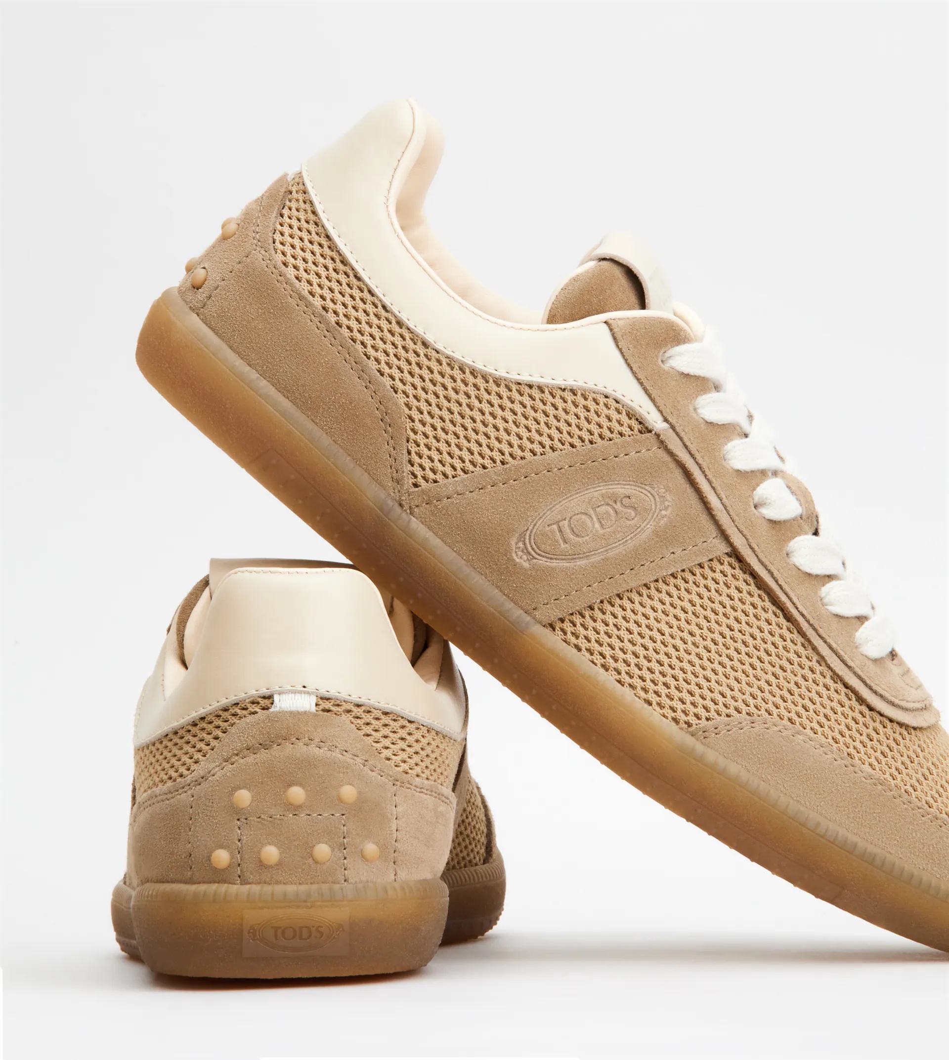 TOD'S TABS SNEAKERS IN SUEDE AND TECHNICAL FABRIC - BEIGE - 7