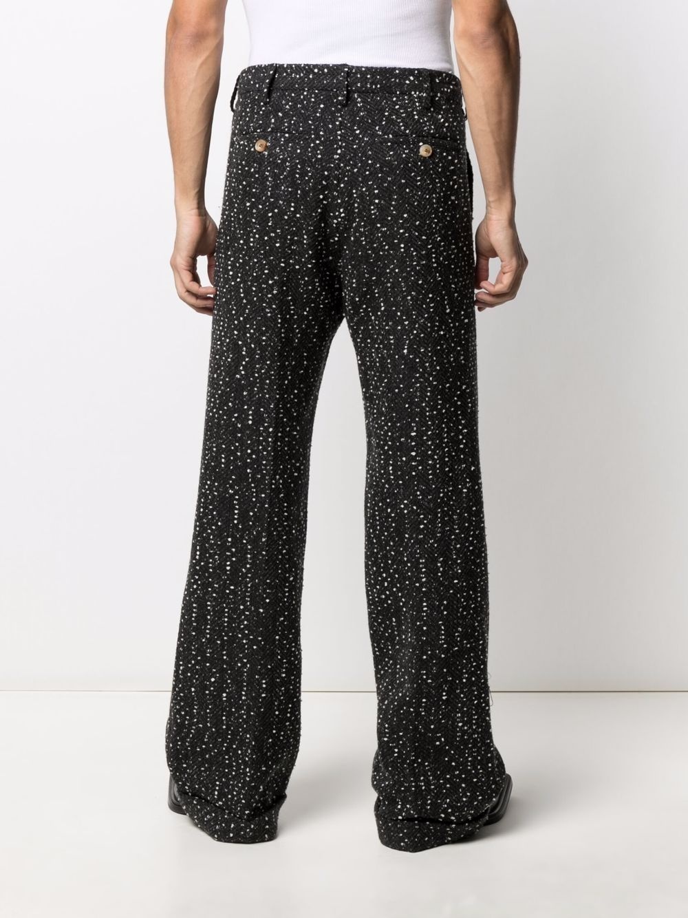 mélange wide-leg knitted trousers - 4