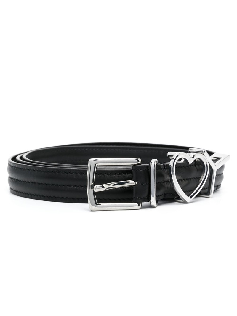 heart logo-plaque leather belt 1