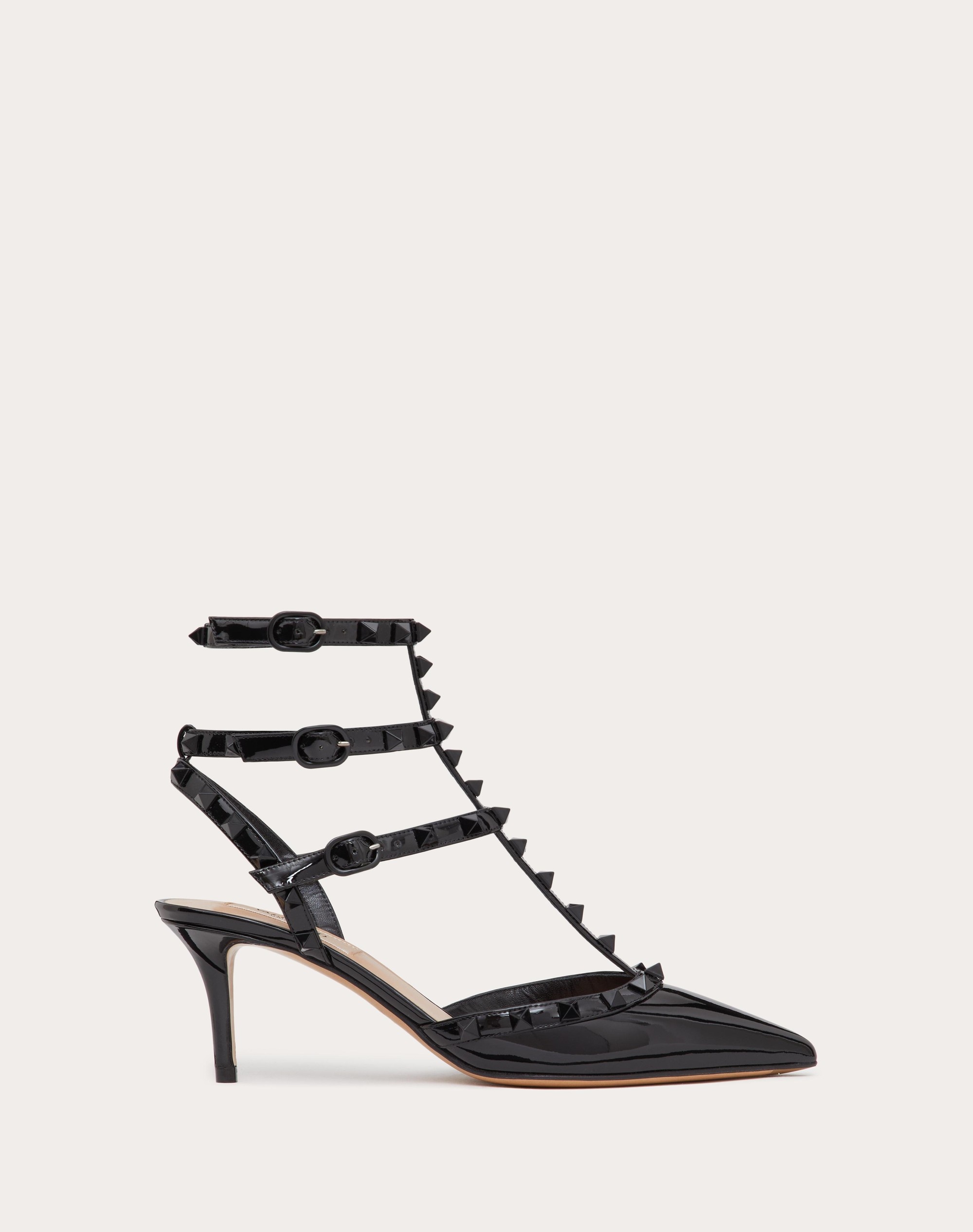 Rockstud Ankle Strap Patent-leather Pump With Tonal Studs 100 Mm