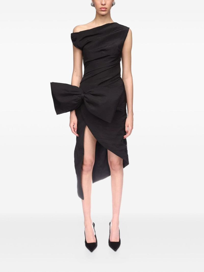 David Koma bow ruched asymmetric dress outlook