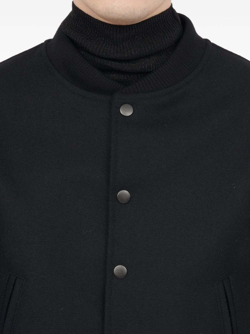leather-sleeve wool jacket - 5