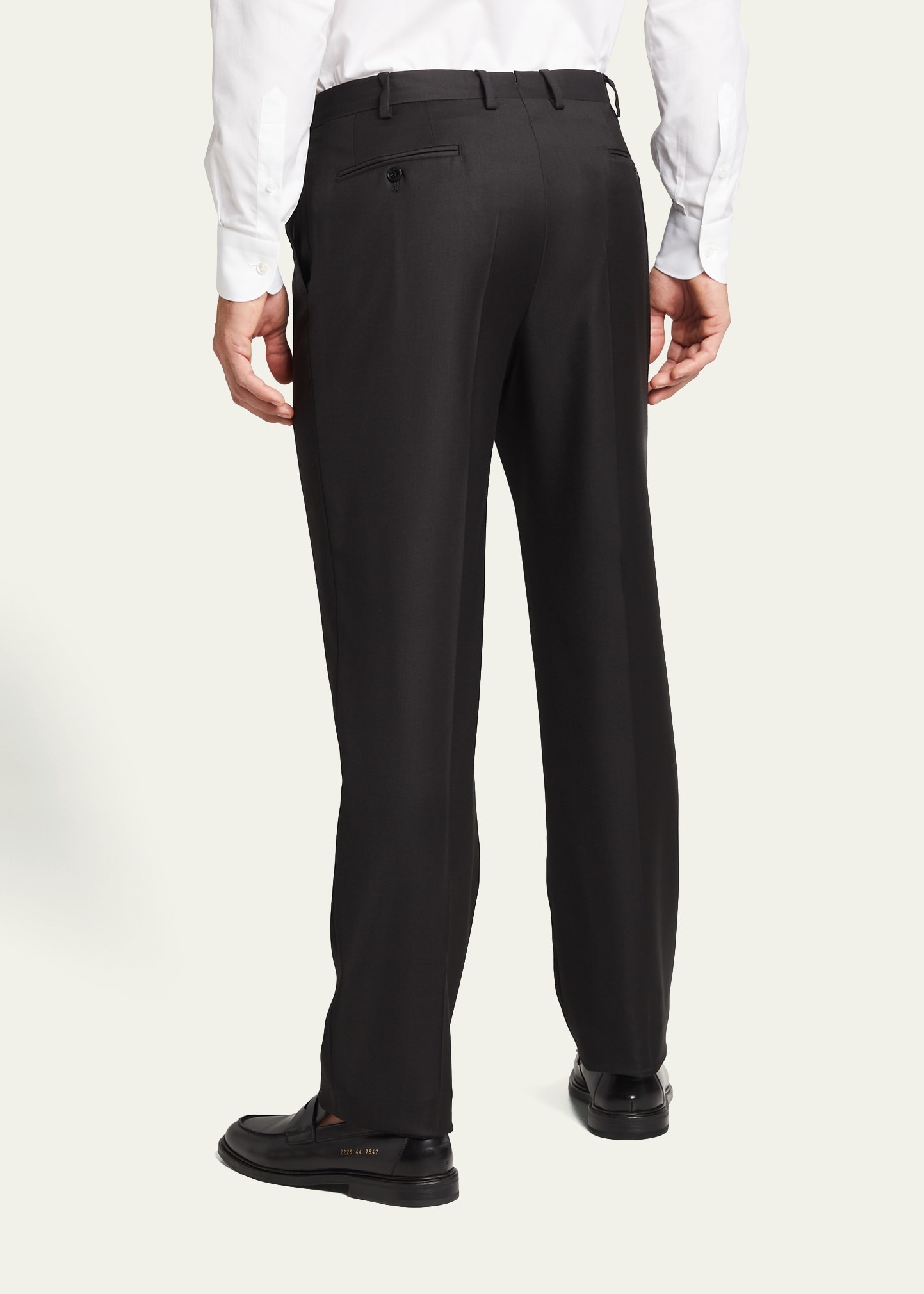 Men's Solid Wool Trousers - 3
