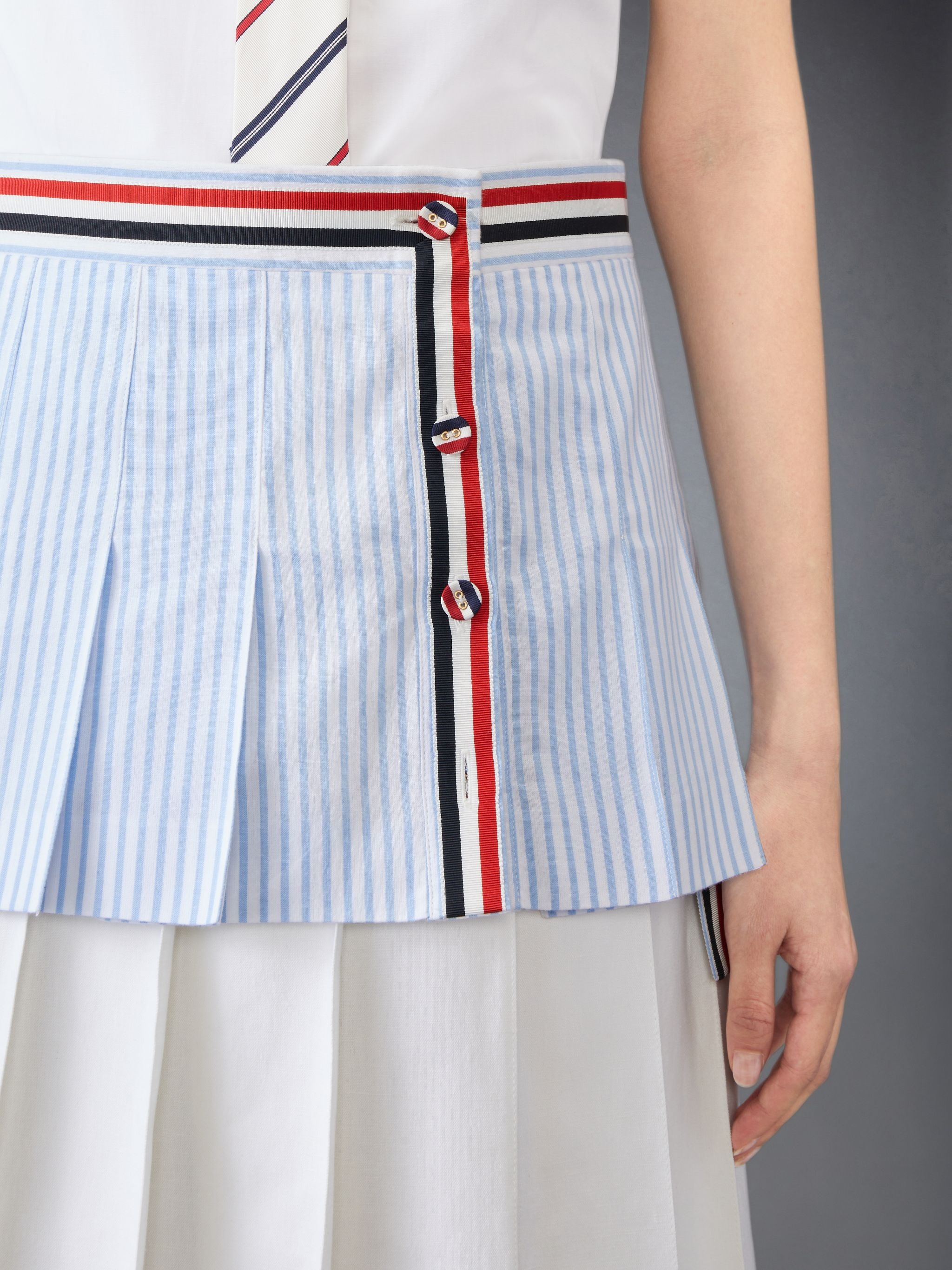 MADRAS COTTON MINI PLEATED WRAP SKIRT - 5