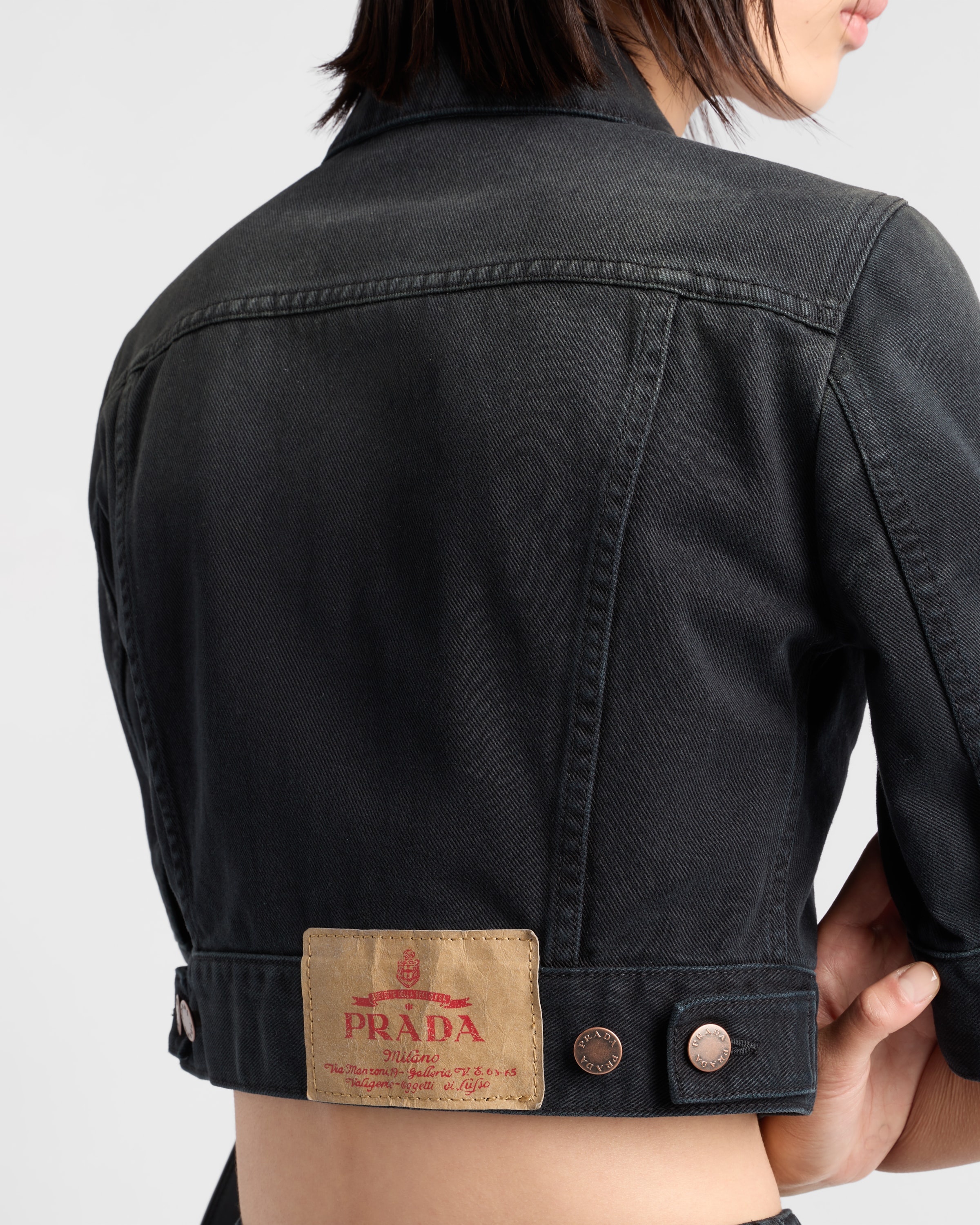 Cropped denim blouson jacket - 4