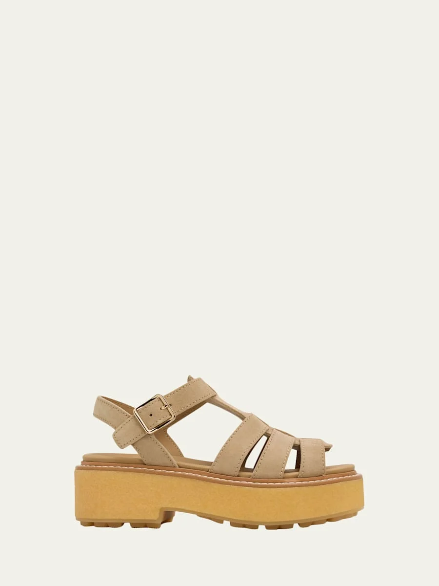 55mm Stride Suede Platform Fisherman Sandals - 1