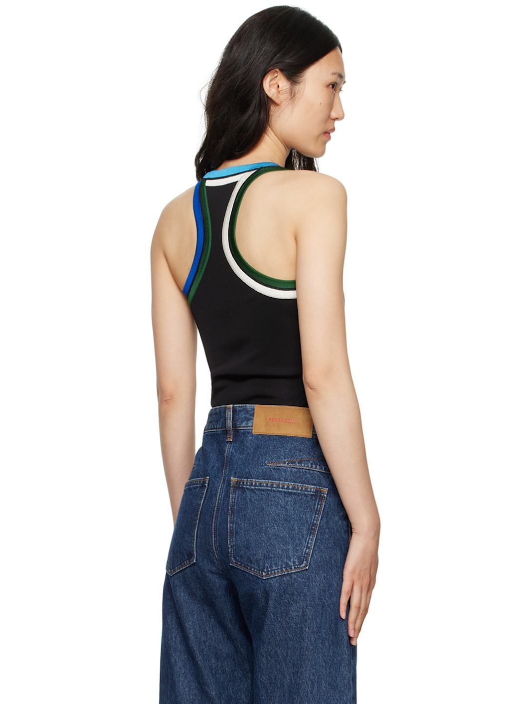 Black Contrasting Trim Tank Top - 3