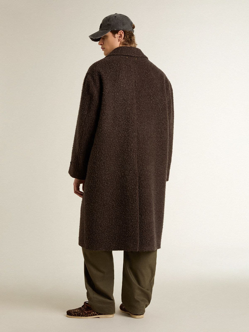 Men's single-breasted Journey coat in wrinkle wool blend with floral pin 4