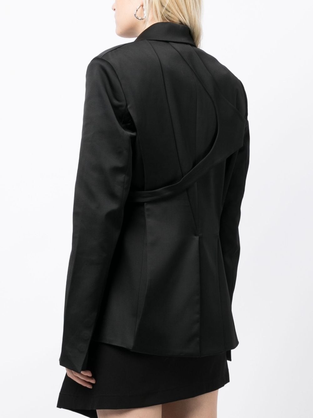 logo-plaque asymmetric-design blazer - 4