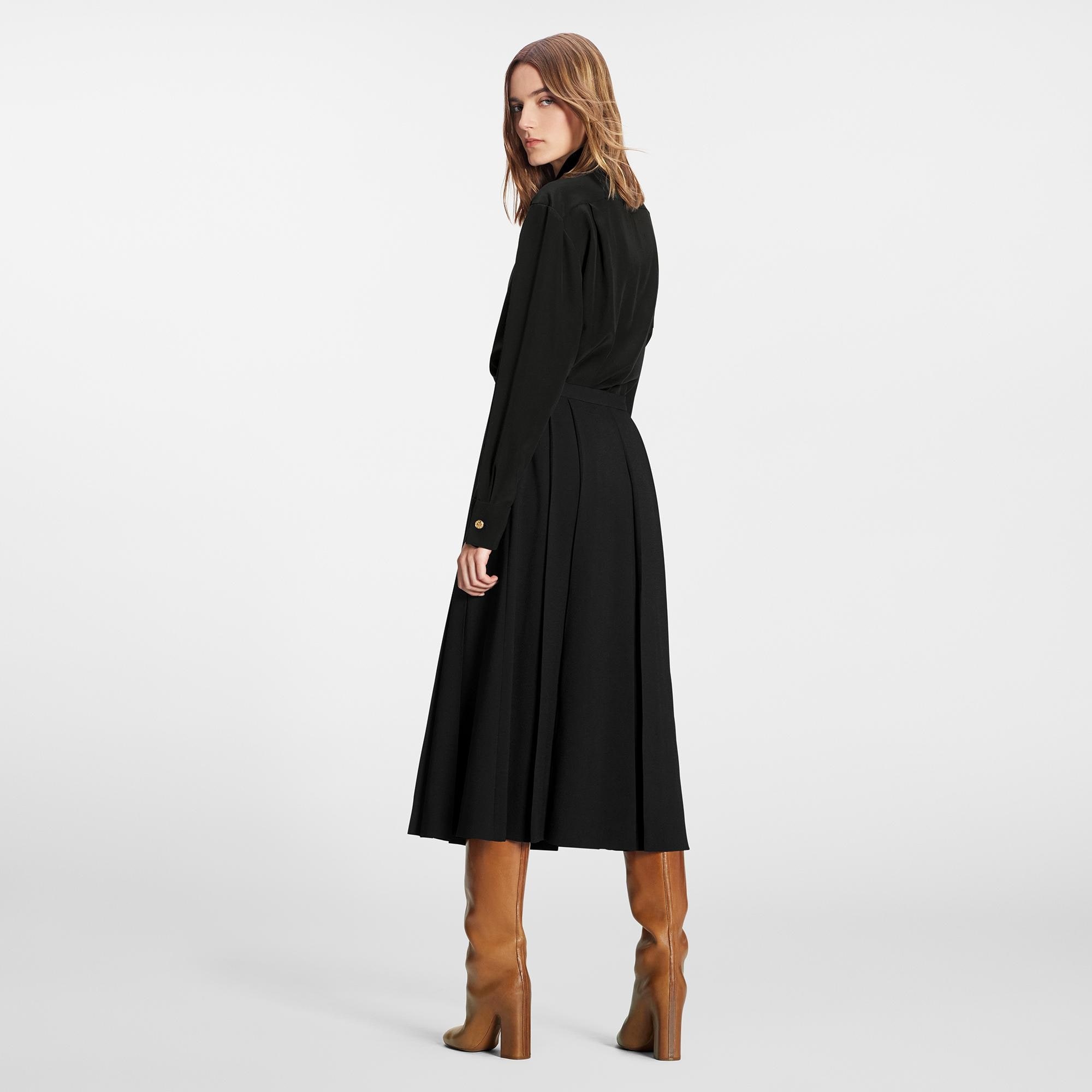 Pleated Crepe Midi Skirt - 3